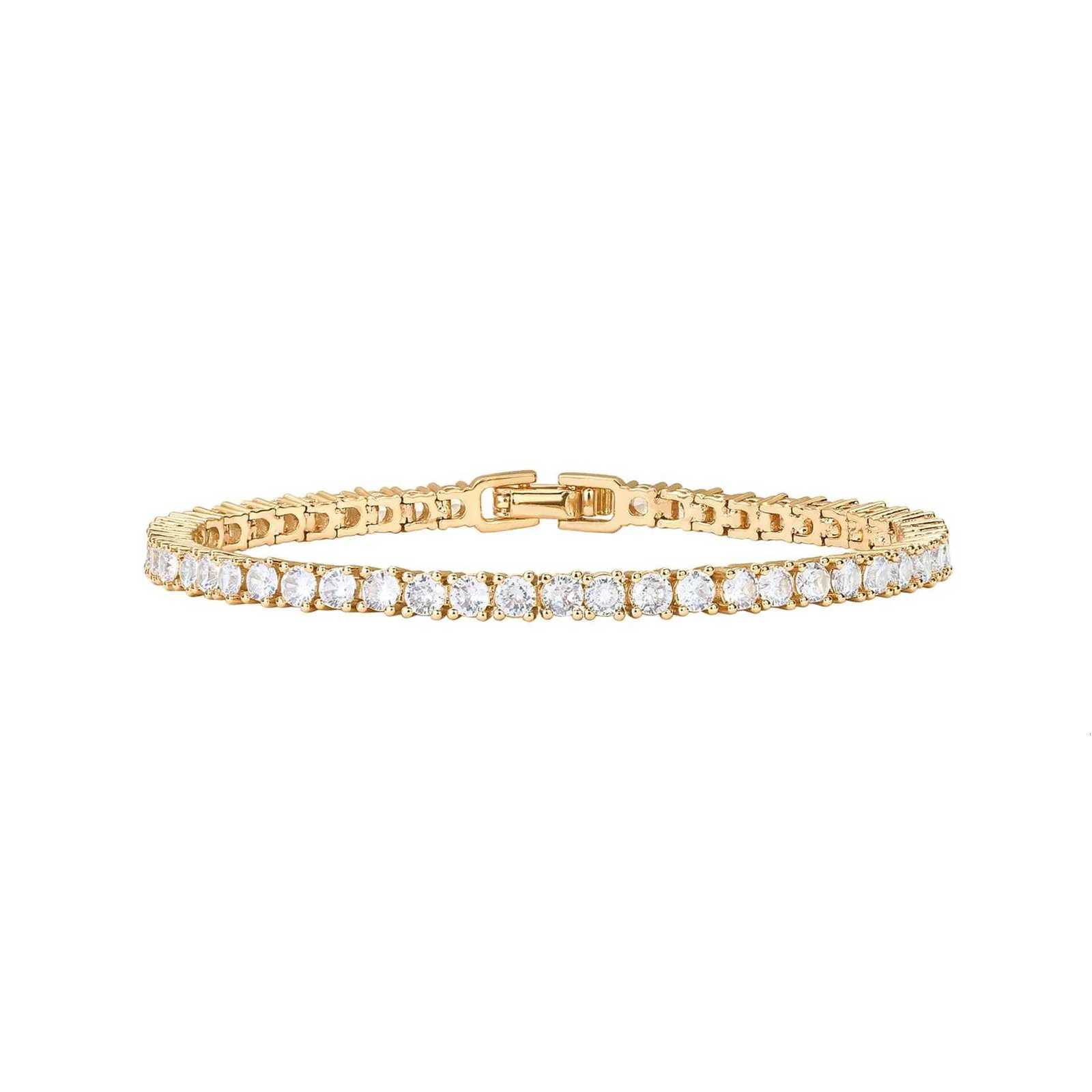 Shevalues Women 14K Gold Plated 3mm Classic Tennis Bracelet La Exquisite Luxury Cubic Zirconia Bracelets Jewelry For GiftXJ250904