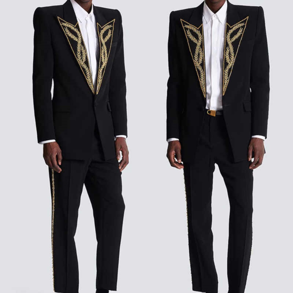 Modern Men Suits Slim Suits 2 Pieces Blazer Pants Peaked Lapel Office Wear Formal Business Party Blazer Customized