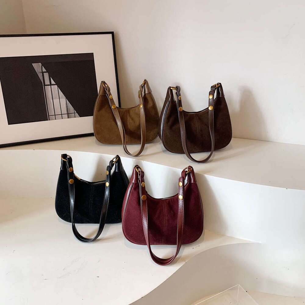 Frosted Design Women's Autumn Winter 2024 Trendy Patchwork Single Shoulder Underarm High-end Stylish Dumpling Bag