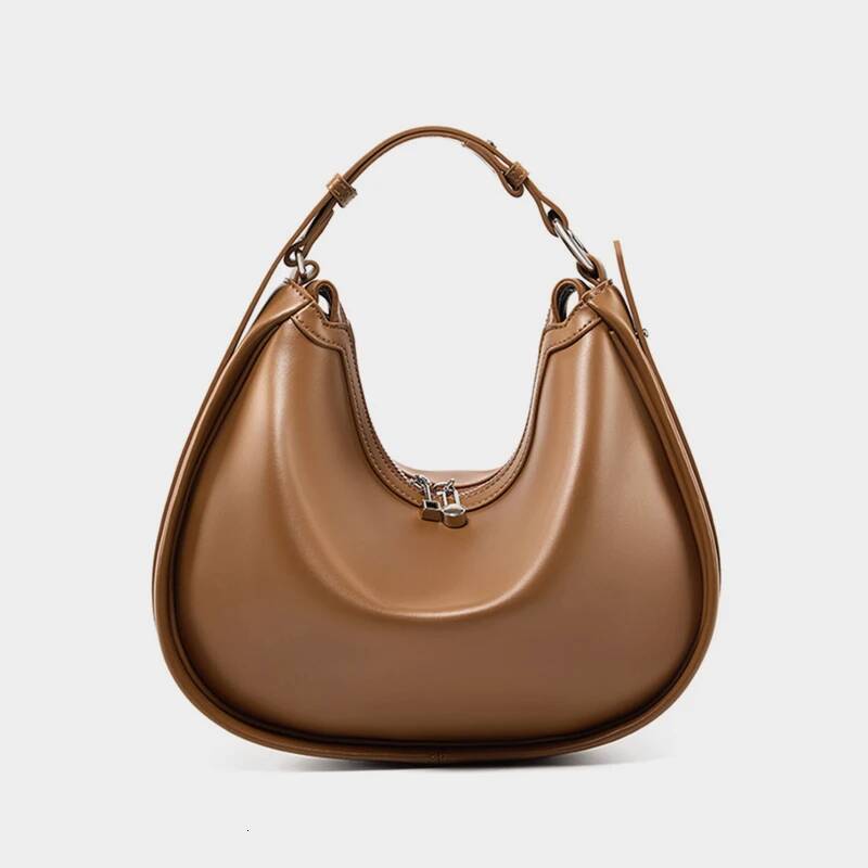 Hifashion Cowhide Genuine Leather Crescent Tote Handbags For Women 2025 Designer Crossbody Hobos Underarm Shoulder Bags