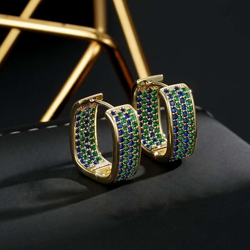 DH collections New European - American Style Luxury - inspired Micro - inlaid Cubic Zirconia Geometric Earrings. These feature a trendy