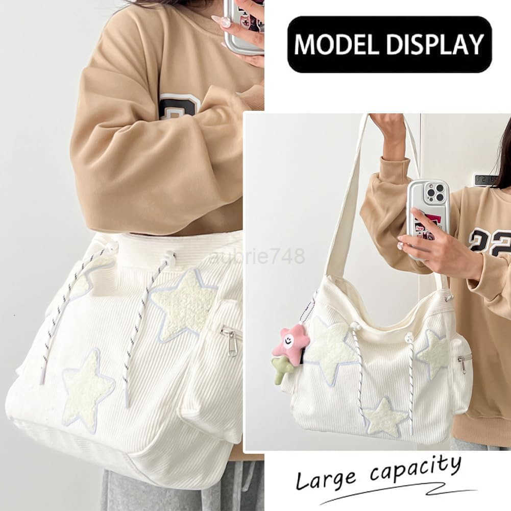 Star Crossbody Bag Women Corduroy Tote Bag Aesthetic Messenger Bag Cute Shoulder Bag Y2K Hobo Bag M250904