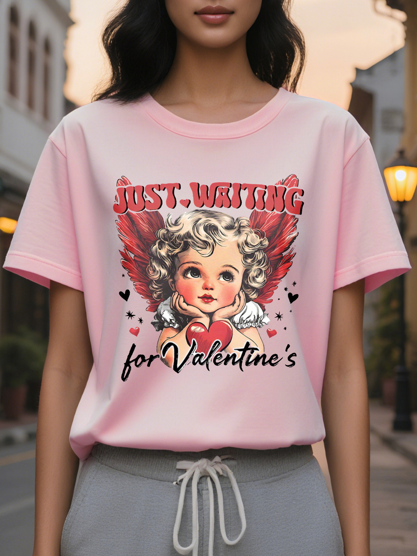 Women's casual round neck cotton regular length letter pattern short sleeve T-shirt for summer, write only