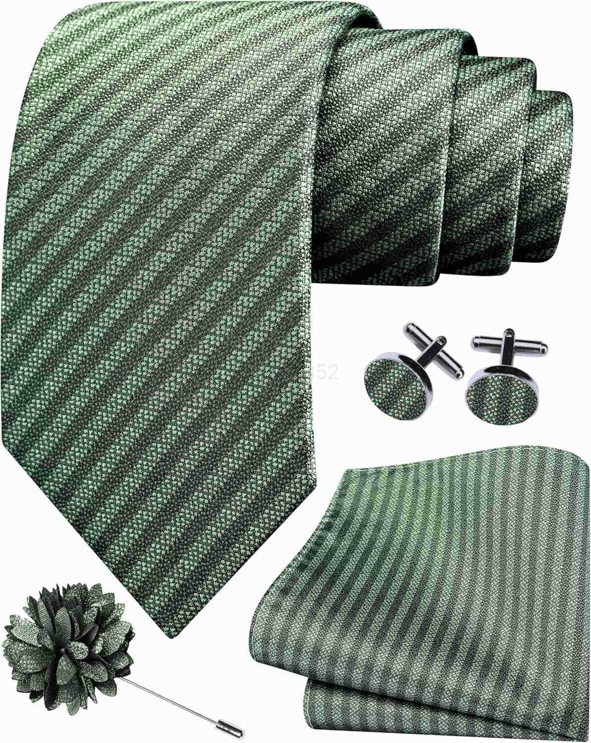 3158cm Striped Tie for Men With Lapel Pin Necktie Hankerchief Cufflinks SetW250904