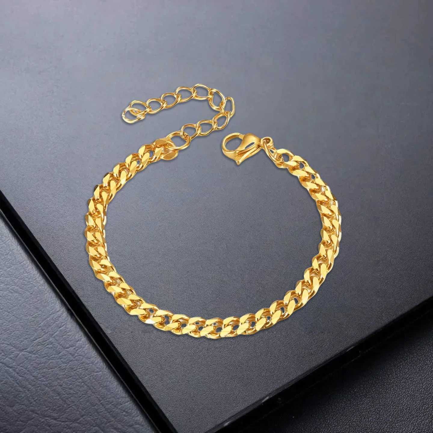 Punk Fashion 4mm Miami Curb Cuban Chain Link Bracelet Gold Silver Color Stainless Steel Hand Chain for Men Women Jewelry Gift W250904