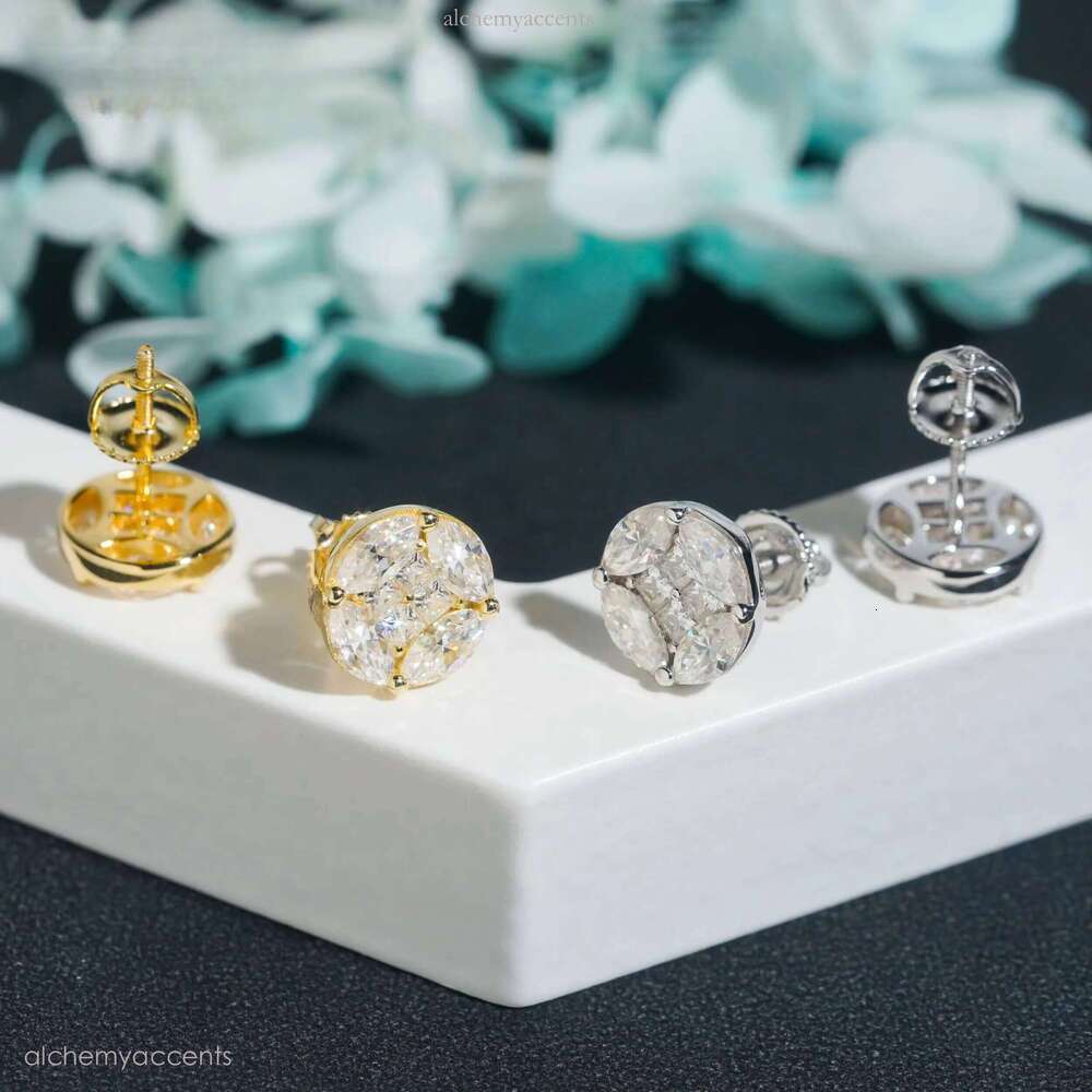 Pass Dia Tester Sterling Sier Hip Hop Stud High Quality Iced Out Vvs Moissanite Earrings