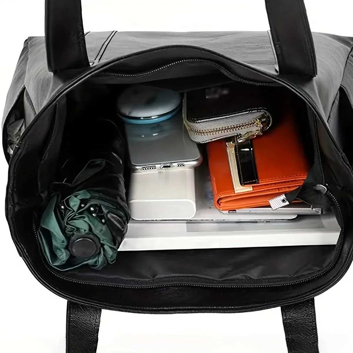 Vintage Large Capacity Tote Bag Vegan Shoulder Bag Womens Casual Handbag For Commute Z250911