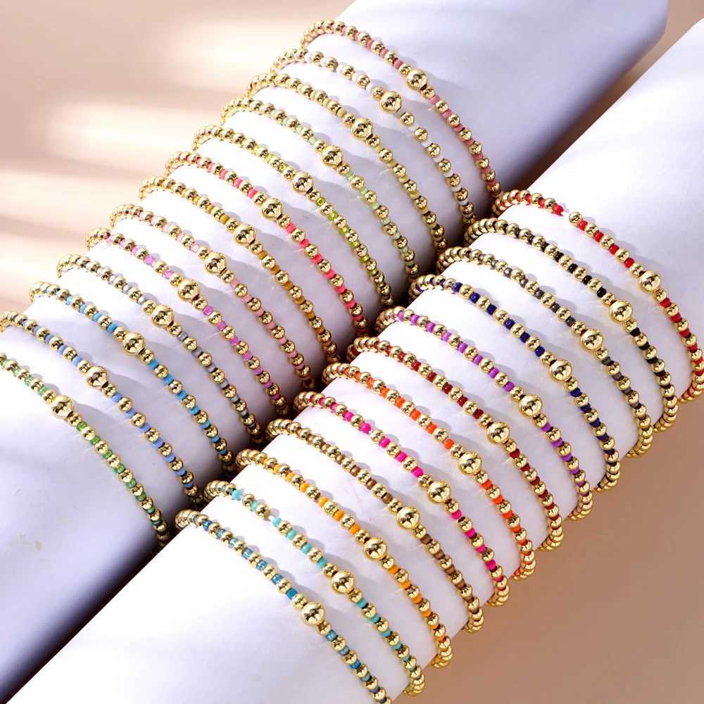 1pc New Arrival Colorful Glass Beads 18K Gold Plated Copper Boho Fashion Bracelets Jewelry As Summer Luck Gifts For WomenXJ250904