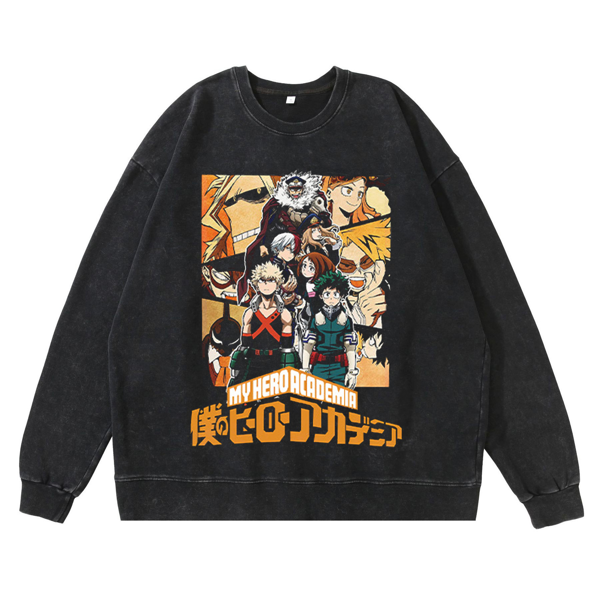360g Heavyweight Washed Vintage Hoodie Streetwear Hip-Hop Anime My Hero Academia American High-Street Cotton Fall Hoodie - TT8209