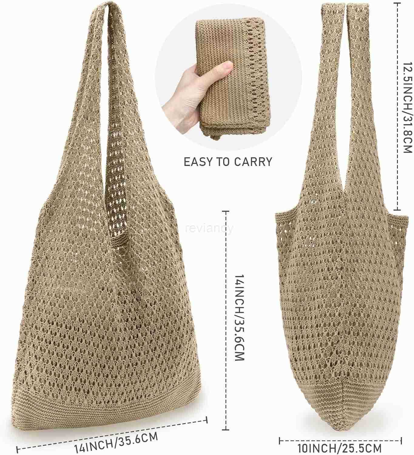 Crochet Bags for Women Summer Beach Tote Aesthetic Hippie Knit BagW250904