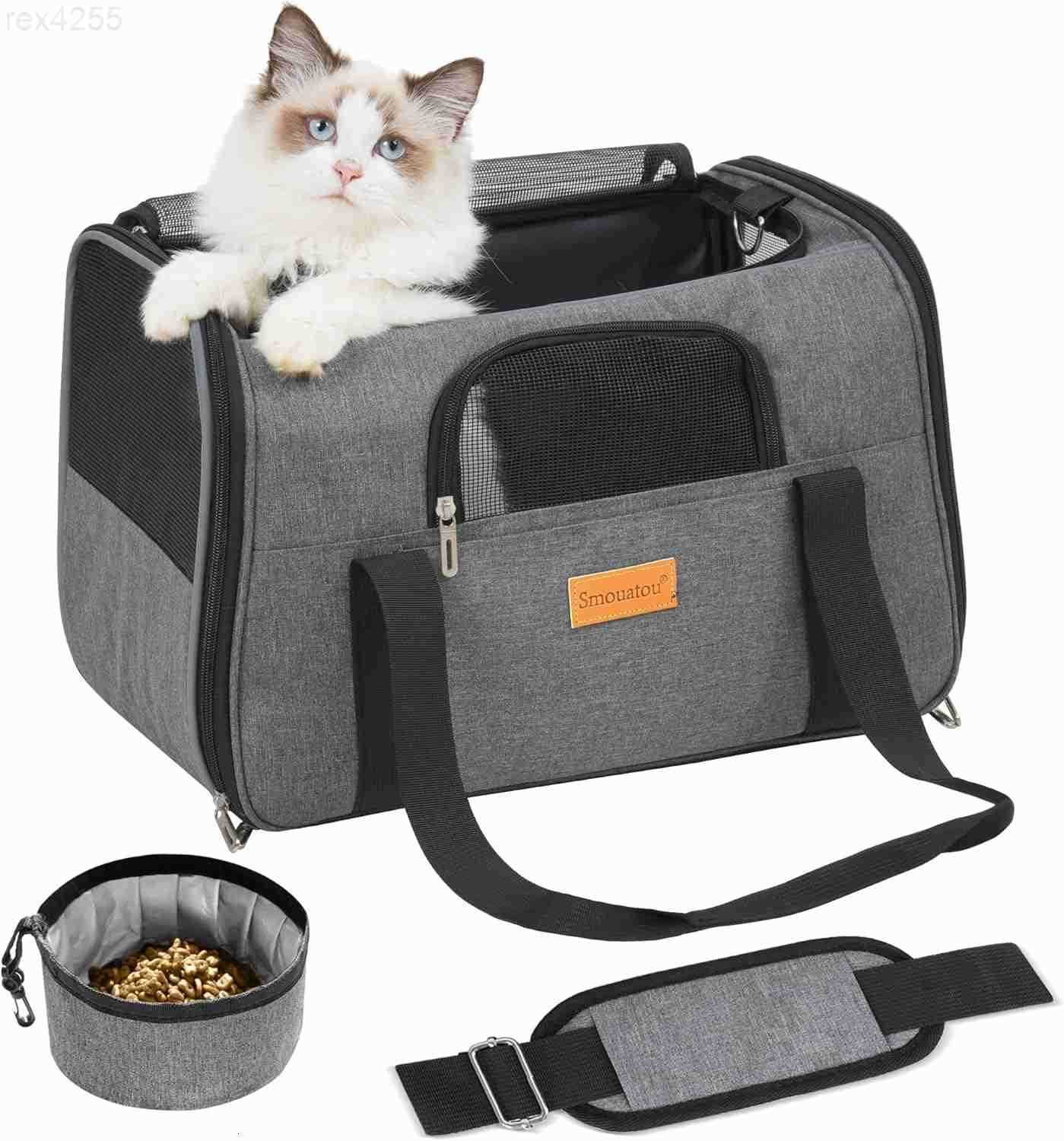Cat Carrier Dog Carrier Cat Bag Carrier Cat Travel Carrier SoftSided and ScratchProof mesh Cat Bag Pet Carriers Travel Puppy Carry Pet Home GreyW25090
