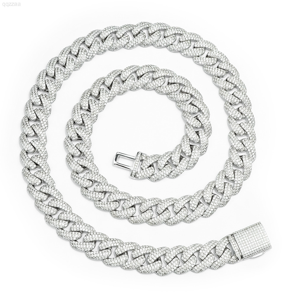 Wholesale Jewelry Hip Hop Miami Iced Out Gold Plated Silver 925 Vvs Diamond Moissanite Cuban Link Chain