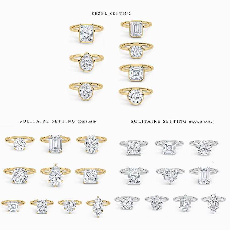 Custom Rings Manufacturer Fine Jewelry Luxury 925 Sterling Silver Zircon Moissanite Promise Wedding Engagement Rings Women