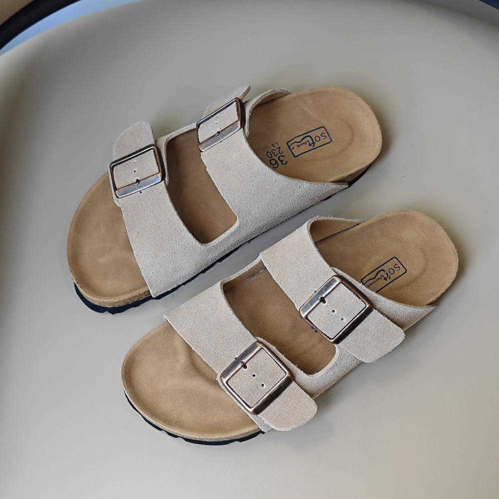 Kidmi Womens Mens Sandals Cushion Footbed Outdoor Adjustable Buckle Cork Footbed Slides for Sandals with Comfort Arch SupportXJ250527