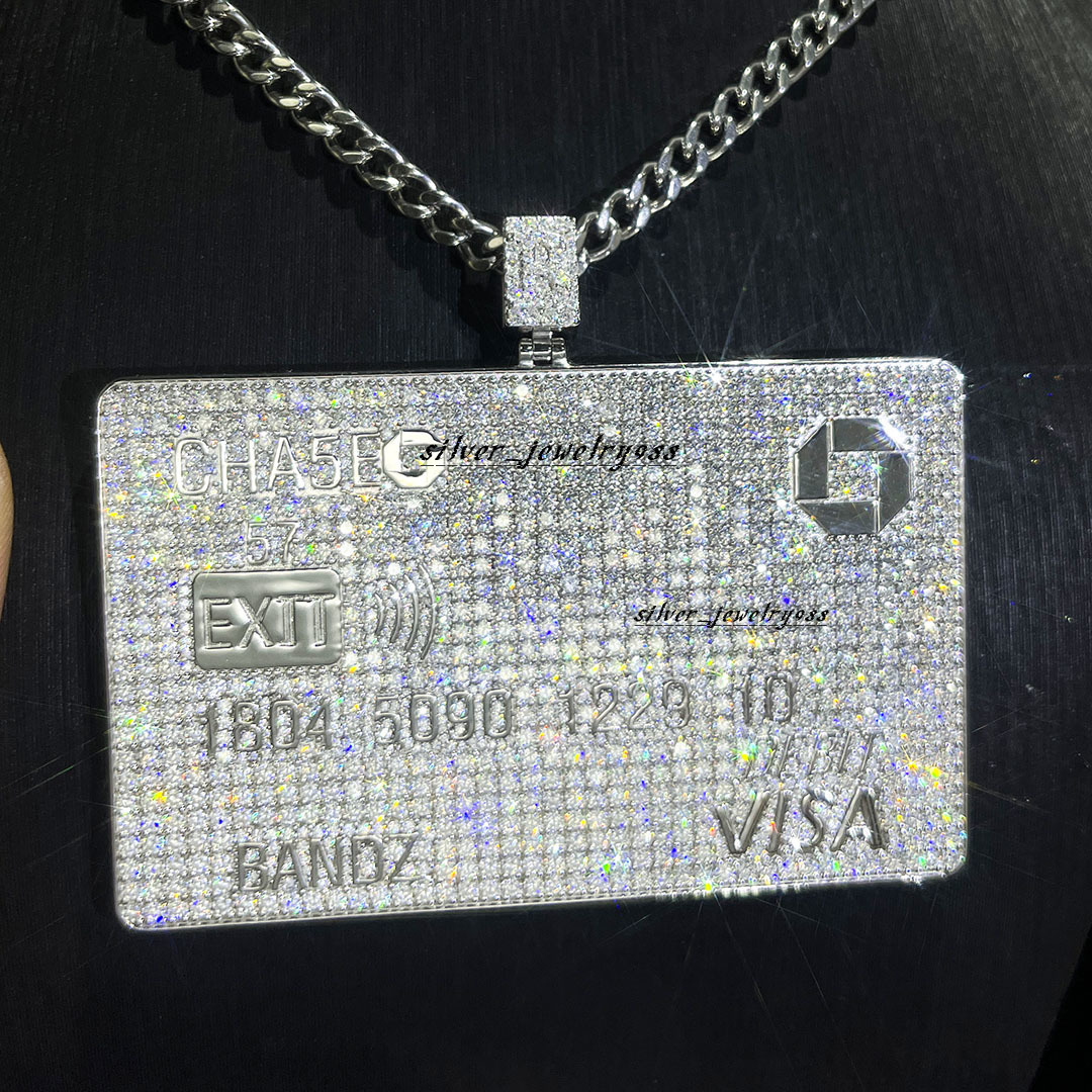 Credit Card Custom Manufacturer Silver 925 Silver Cross with Diamond D VVS1 Iced Out Moissanite Luxury Pendant