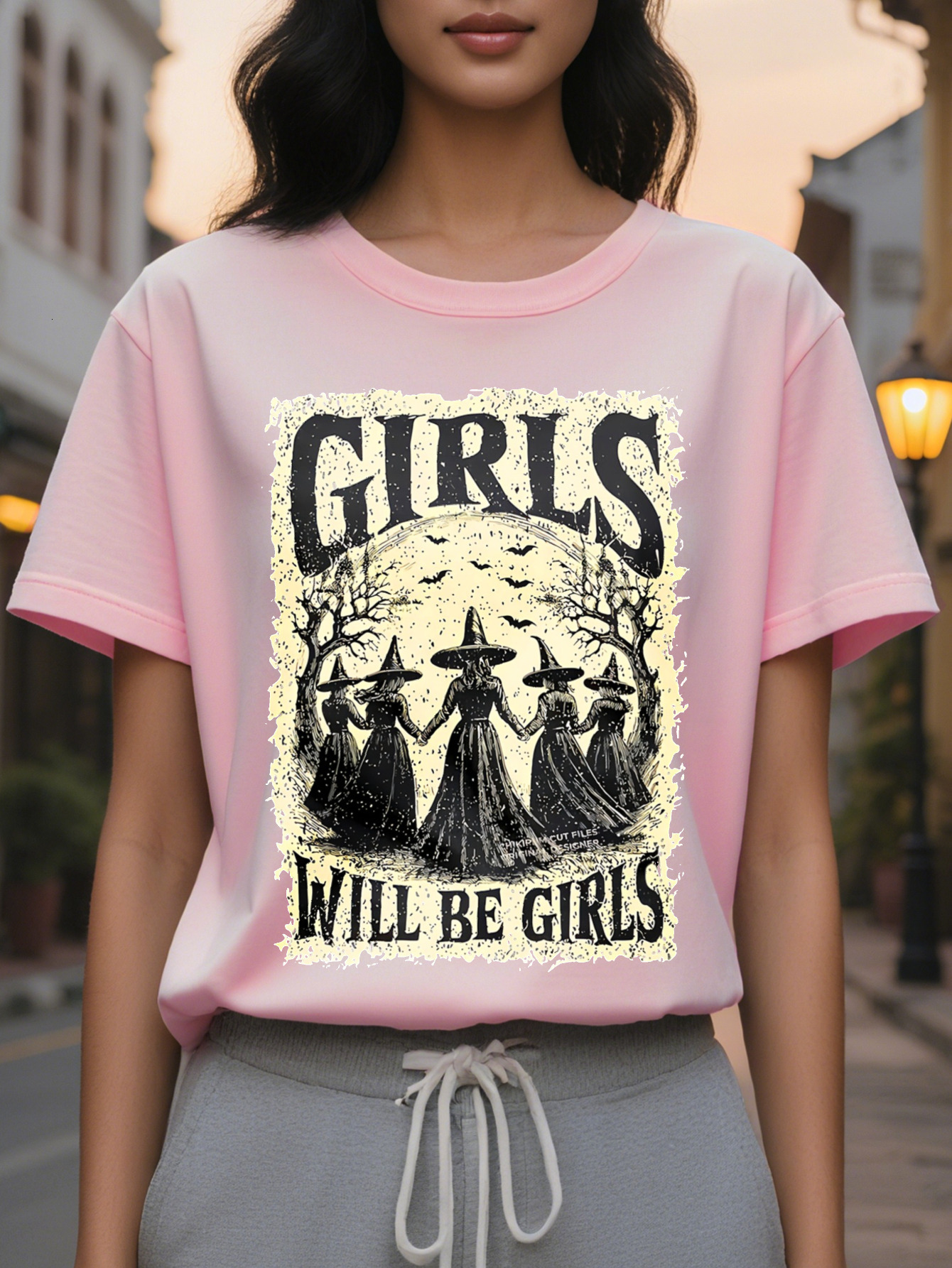 Large XL Women S Witchcraft Graphic T-Shirt Dark Gothic Vintage Tee with WILL BE Witches Text Soft Shirt Halloween Witch Themed Plus Size