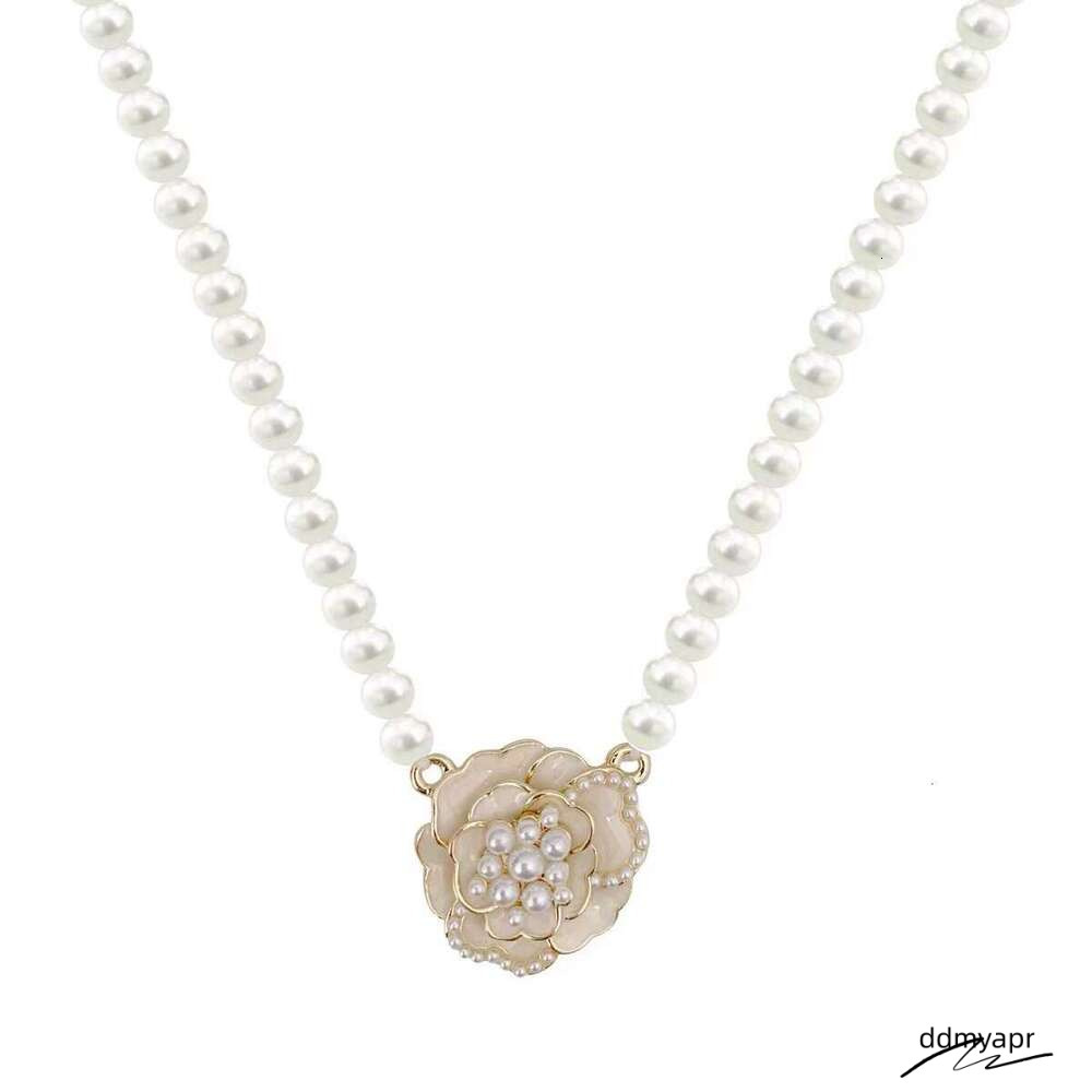 Ddmyday Nocturne Niche French Court Elegant Design Camellia Pearl Necklace Choker Ddmyday