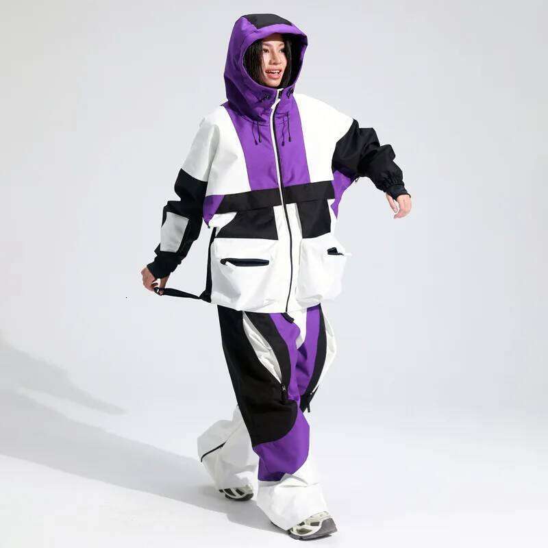 2026 Winter Hooded Jacket Pants Women Snow Suits Outdoor Sport Mountain Man Ski Sets Waterproof Warm Male Snowboard Costumes