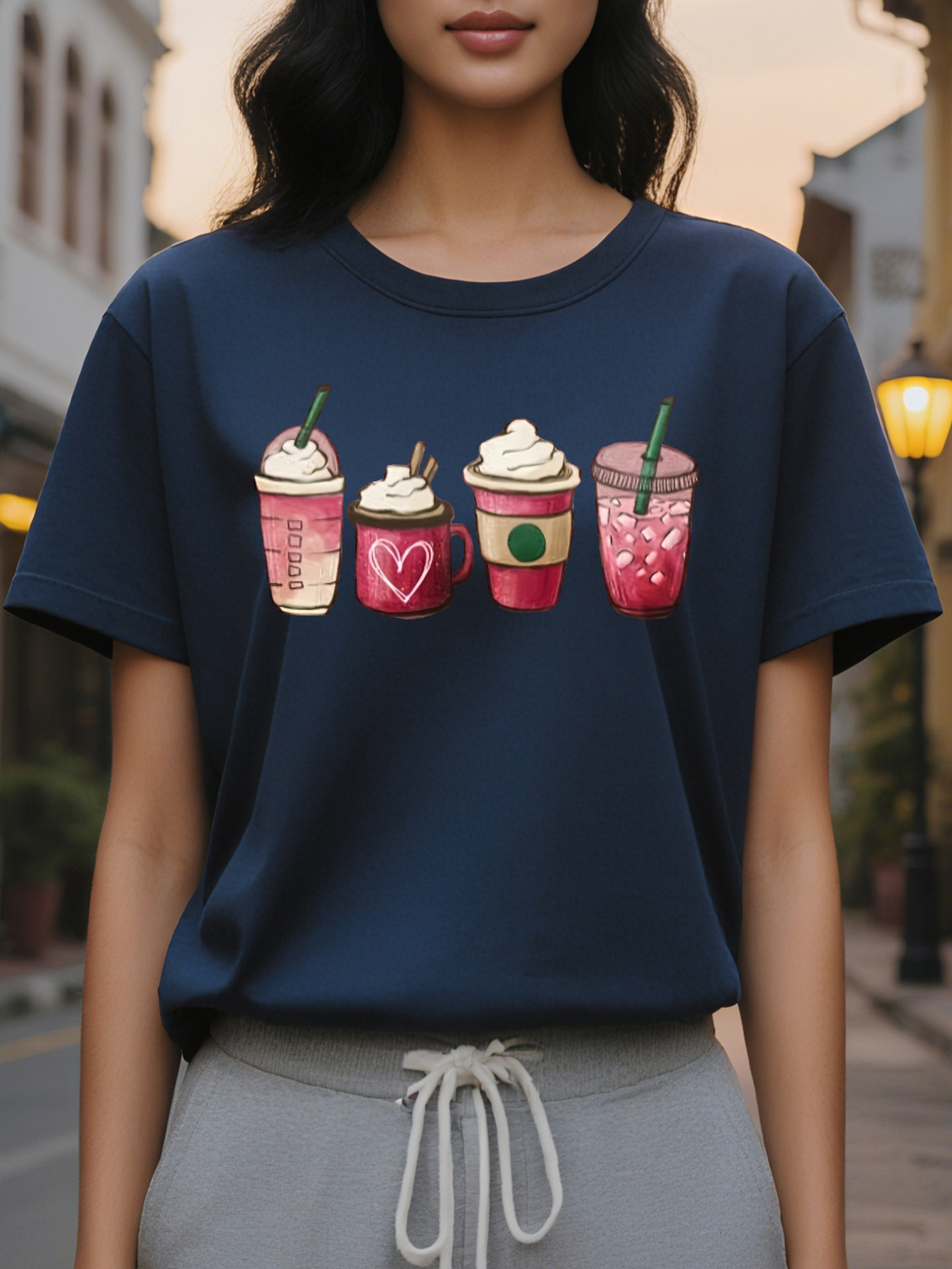 European and American Fashion Letter Print Round Neck T-Shirt