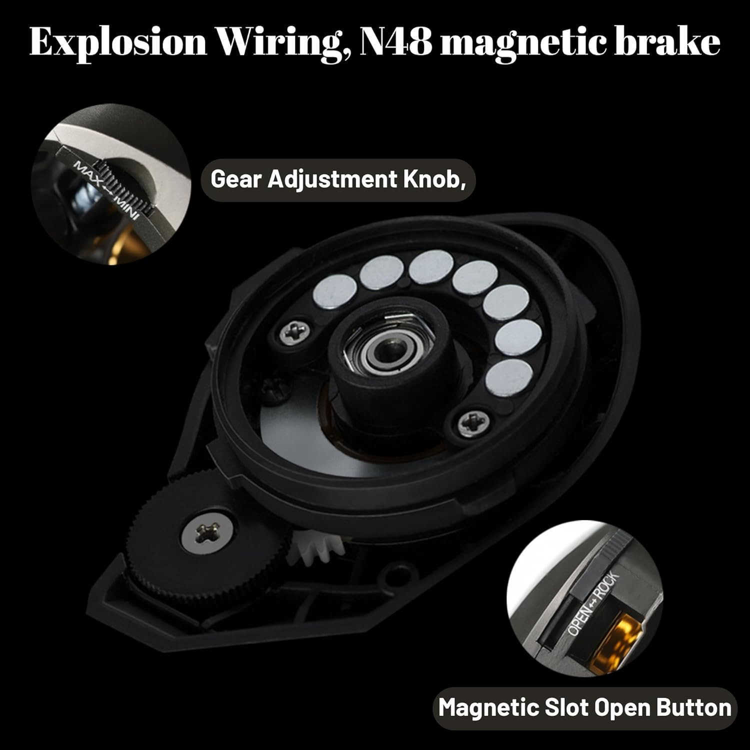 Baitcasting Reel Fishing Reel Magnet Braking System 176 LB Max Drag 721 and 631 Gear Ratio W250904