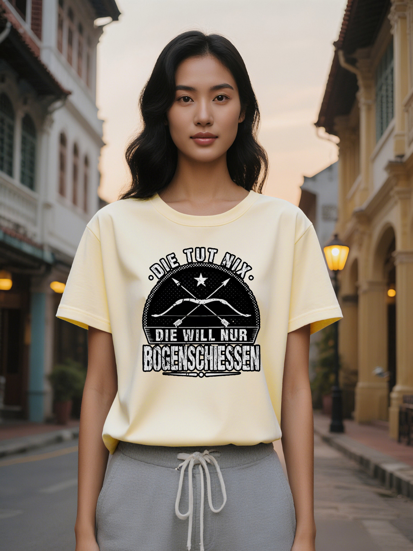 Large XL Women's Casual Versatile Round Neck T-Shirt with Pentagram and Crossed Arrows Print Die Will Only Boges Classical Design Plus Size