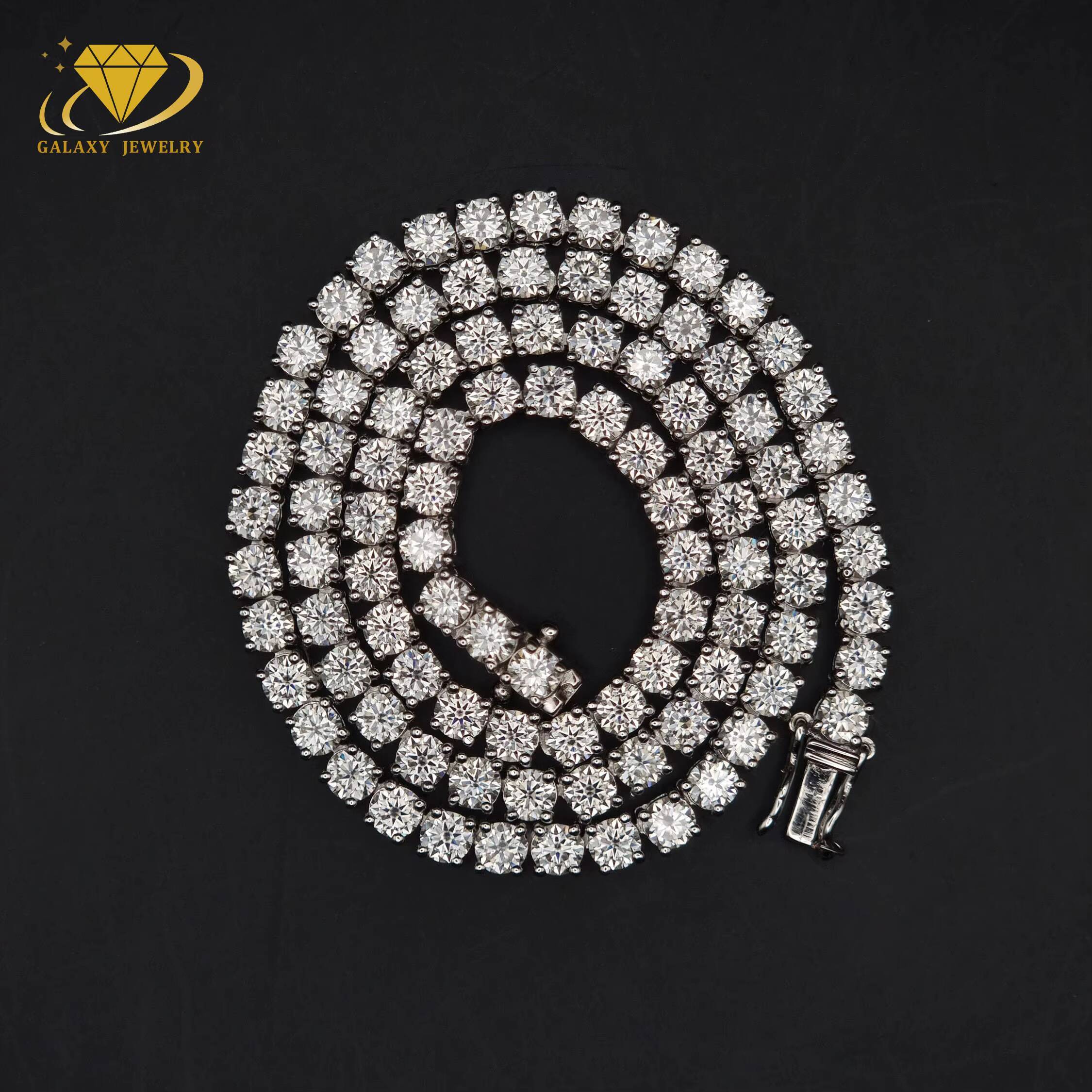 Hip Hop 2mm to 6mm Tennis Chain Moissanite VVS Stone Bling Iced Out 925 Pure Silver Tennis Bracelet Necklace Men Women