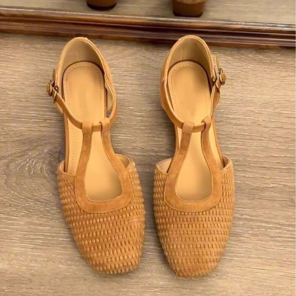 Woven Stunning Roman Sandals for Women 2025 New Summer Outdoor Hollow Mary Jane Designer Shoe Chunky Heel Closed Toe Single Shoes