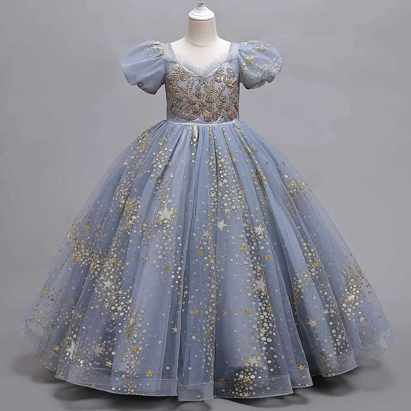 8905 Girls Flower Wedding Dress Long Sleeveless Summer Princess Rainbow Host Gift Performance Program Z250904