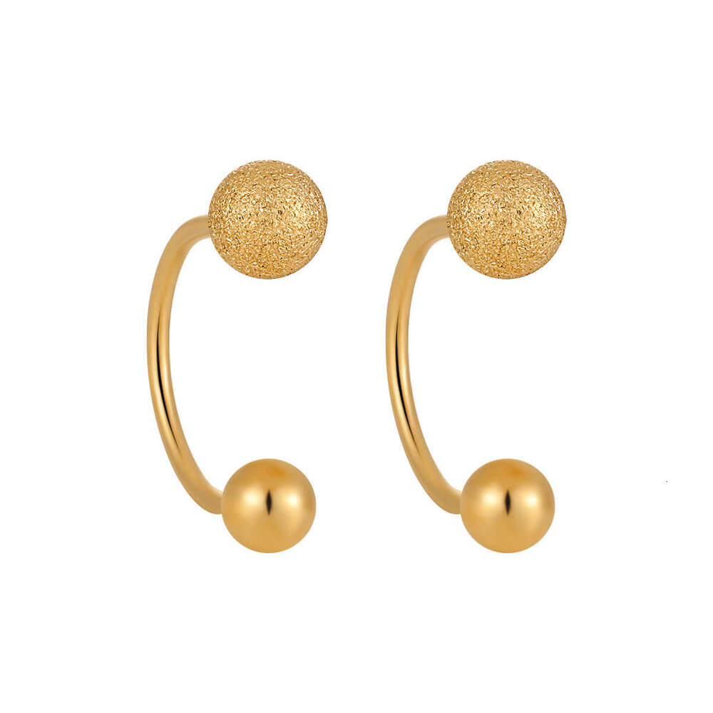 Korean Style Niche Minimalist Ins New Matte Bead U-Shaped Ear Bone Stud Fashion Personality Twist Screw Titanium Steel Earrings