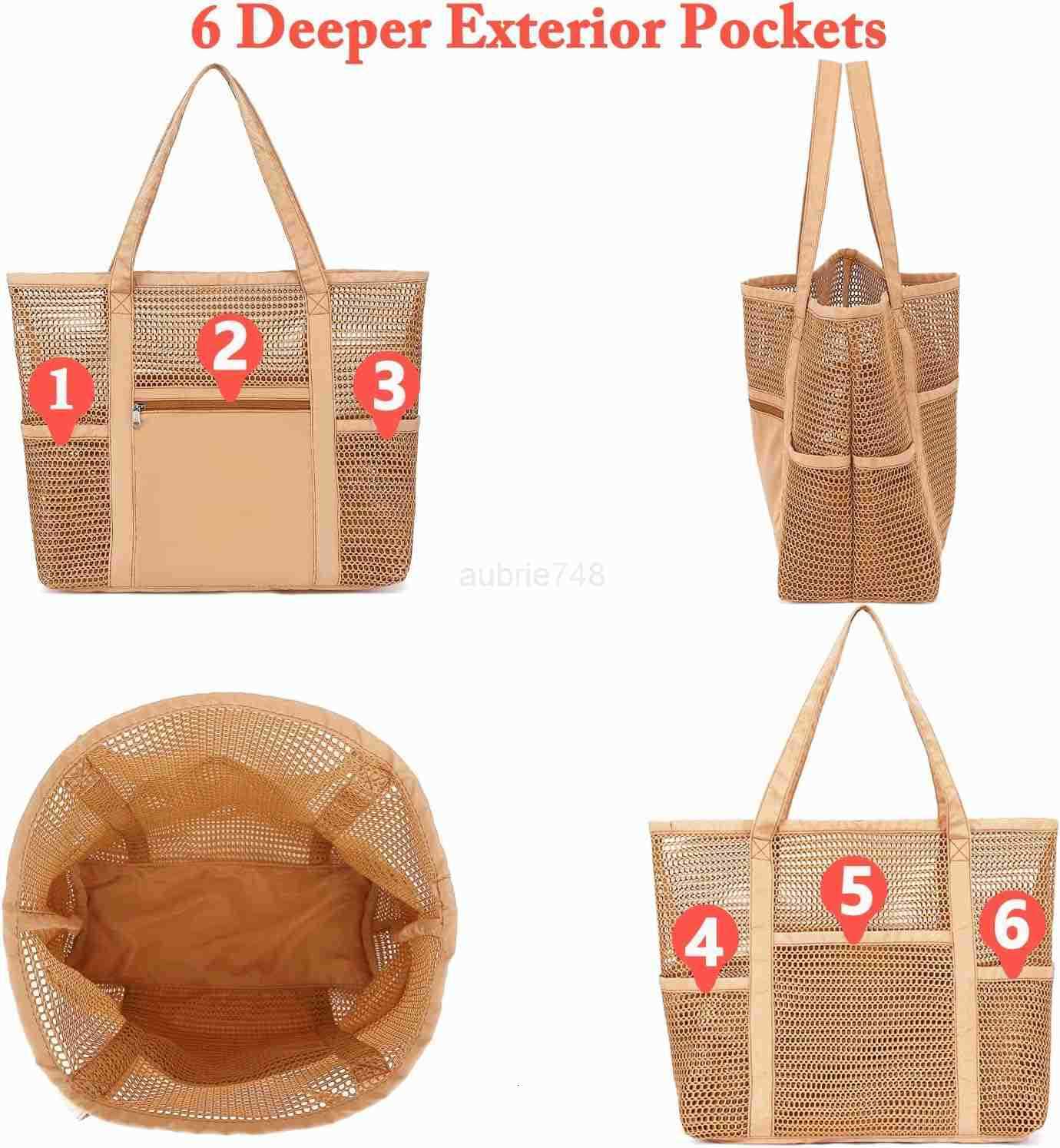 Mesh Beach Bag for Women Casual Hobo Bags Large Beach Tote for Pool Travel Cruise Vacation Essentials M250904