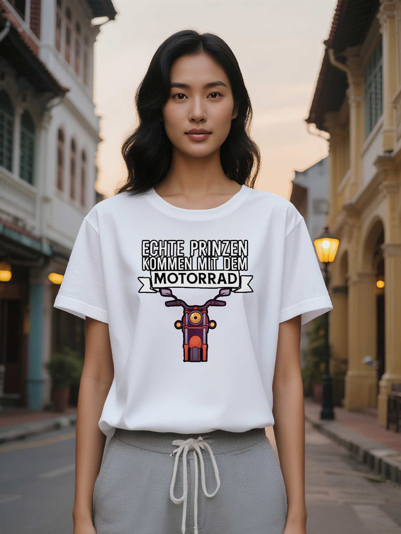 Large XL Lady Motorcycle Graphic T-Shirt I Chatter Humorous Print Black Crew Neck Tee Summer Casual Wear Perfect Gift Plus Size