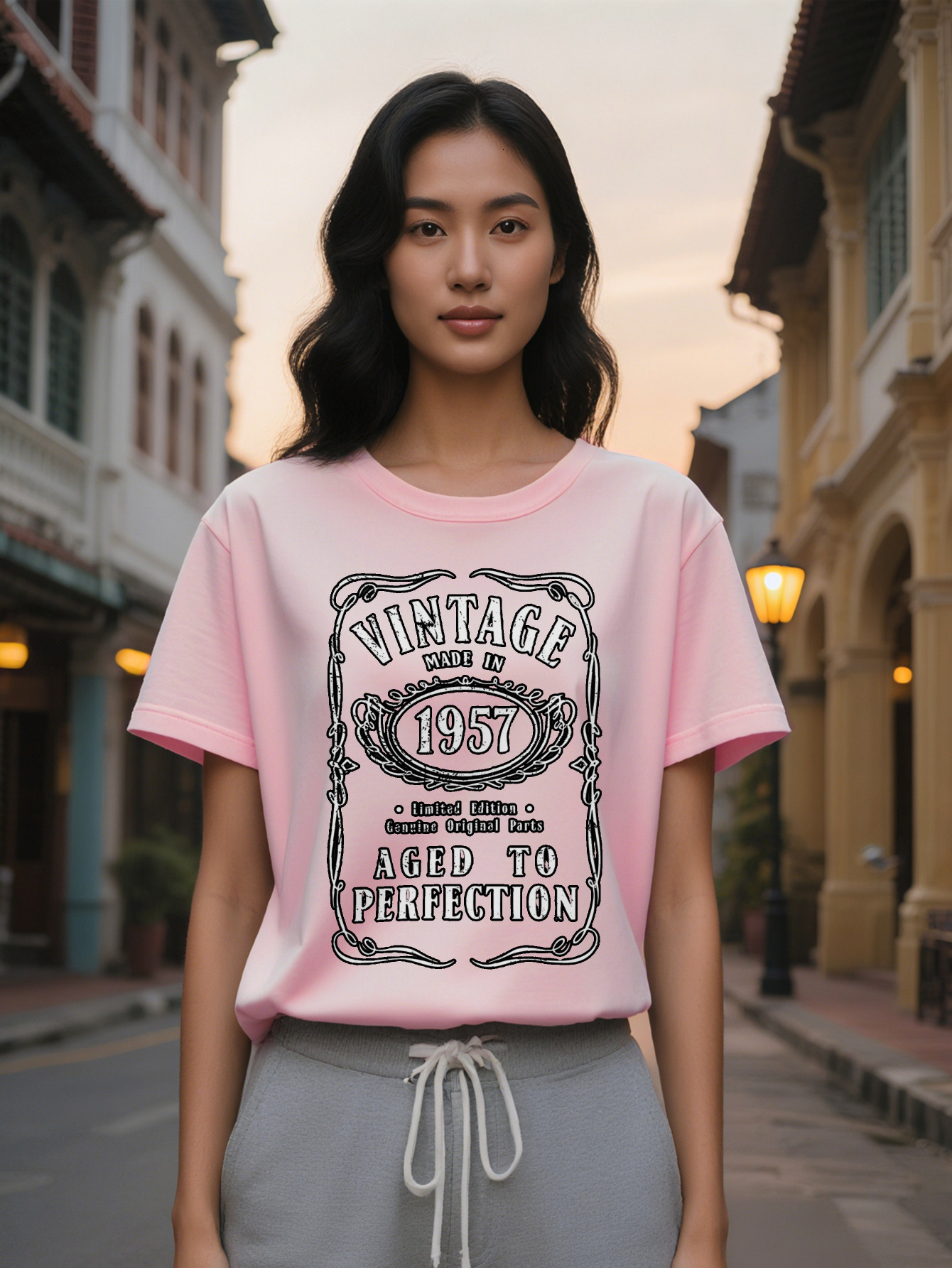 Large XL Vintage Aged to Perfection Graphic T-Shirt Limited Edition Whiskey Label Design Black with White Lettering Soft Plus Size