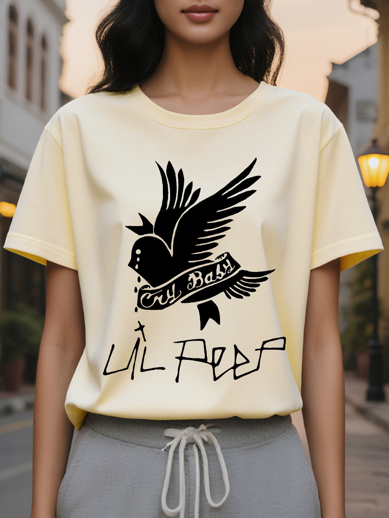 Large XL Peep Women's Bright Pink Graphic T-Shirt Bird The Birds Lettering Design Relaxed Fit Short Sleeve Top for Plus Size