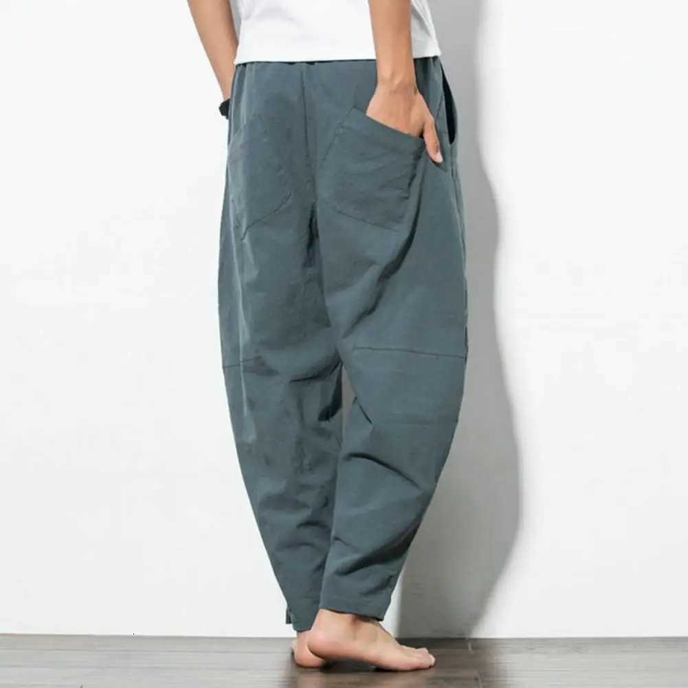 Harem Pants New Mens Cotton Linen Loose Pants Male Casual Solid Color Pants Trousers Chinese Style SweatpantsXJ250904