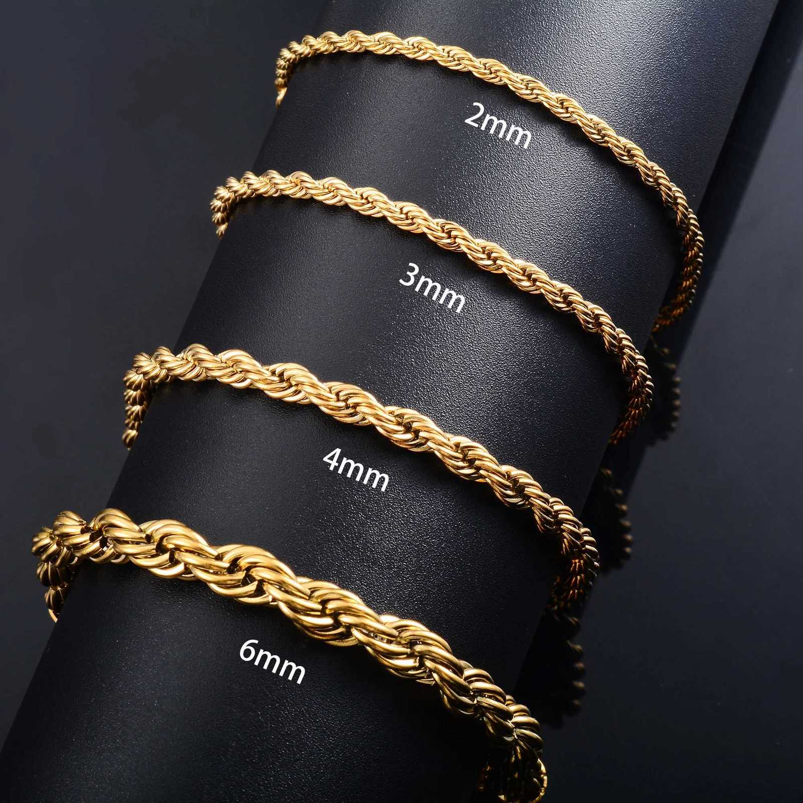 Men Stainless Steel Rope Chain Bracelet for Women Hand Bangle GoldSilver Color Foot Ankle Anklet Jewelry Accessories DIY Gift Y250904