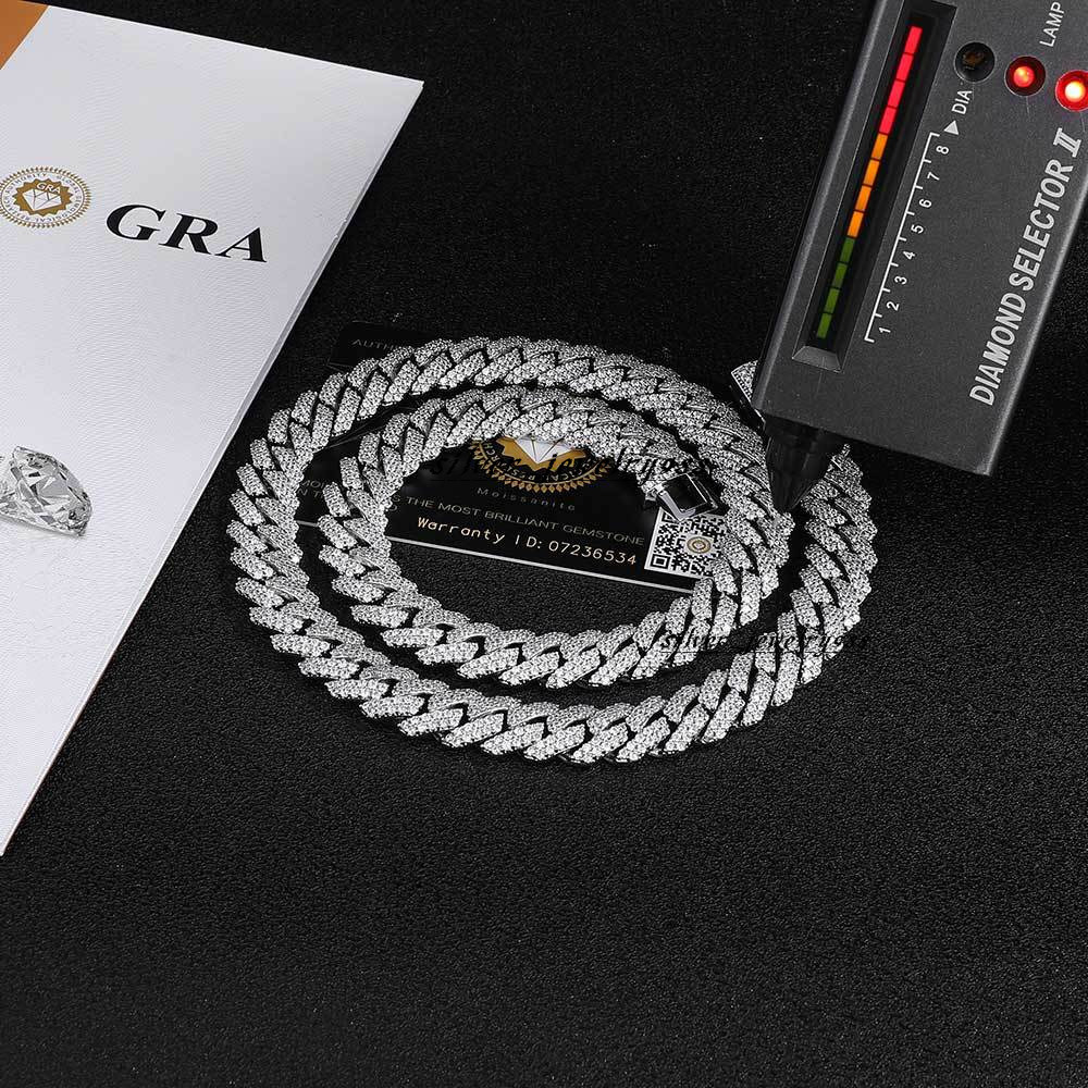 Pass Diamond Tester 925 Sterling Silver Moissanite Cuban Chain Bracelet Moissanite Cuban Chain