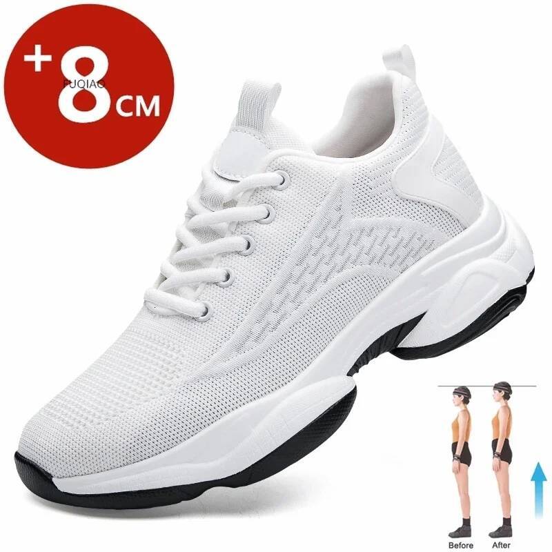 Summer Lift Sneakers Men Elevator Height Increasing for Man Insoles 8CM Hidden Heels Sports Inner Heightening Shoes ddmysaturn