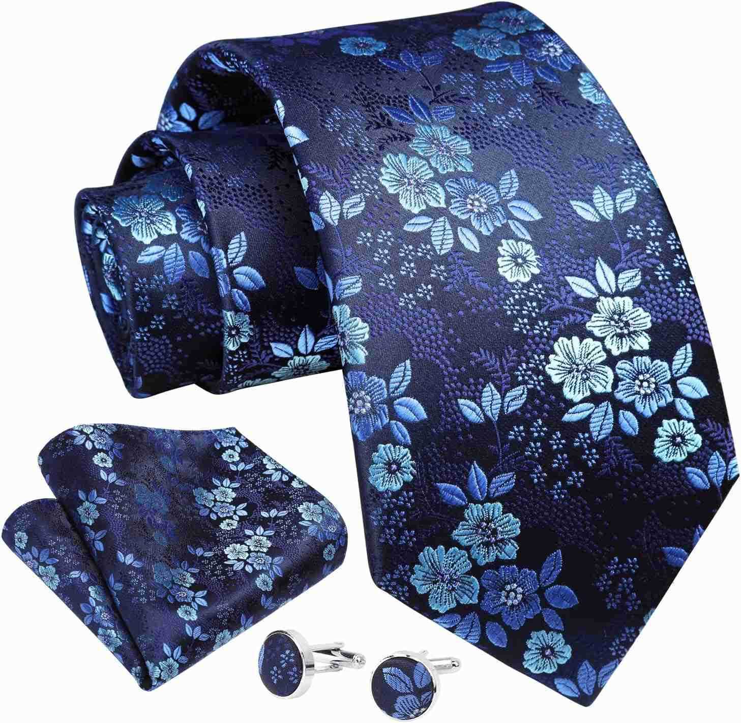 Ties for Men Floral Tie Handkerchief Cufflinks Set Formal Flower Classic Mens Necktie Pocket Square WeddingW250904