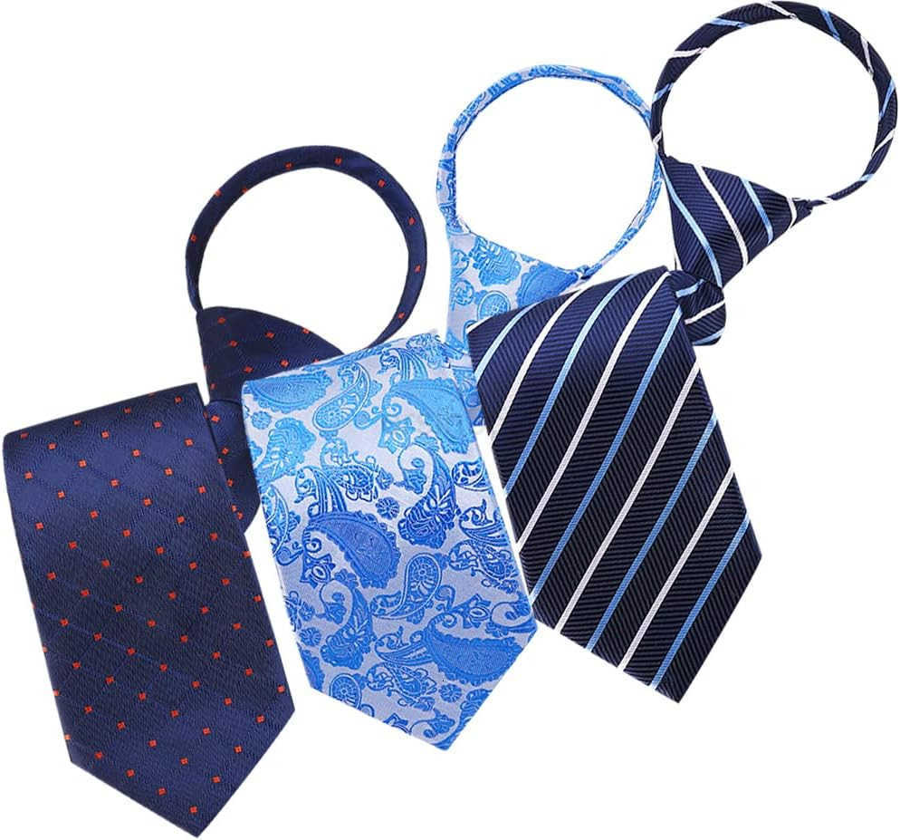 6 PACKS Men NecktieRegularExtra Long Adjustable Pre Tied Clip on Easy Zipper Neck Ties for Men 315in WideW250904