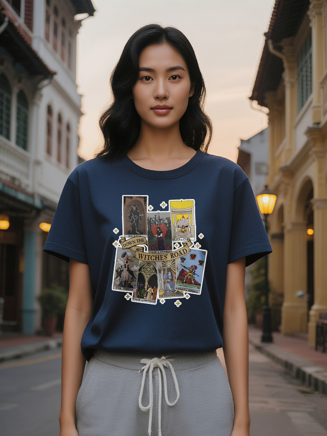 Lady Vintage Horror Anime Graphic T-Shirt Crew Neck Summer Casual Short Sleeve Tee with Slight Stretch Y K Dark