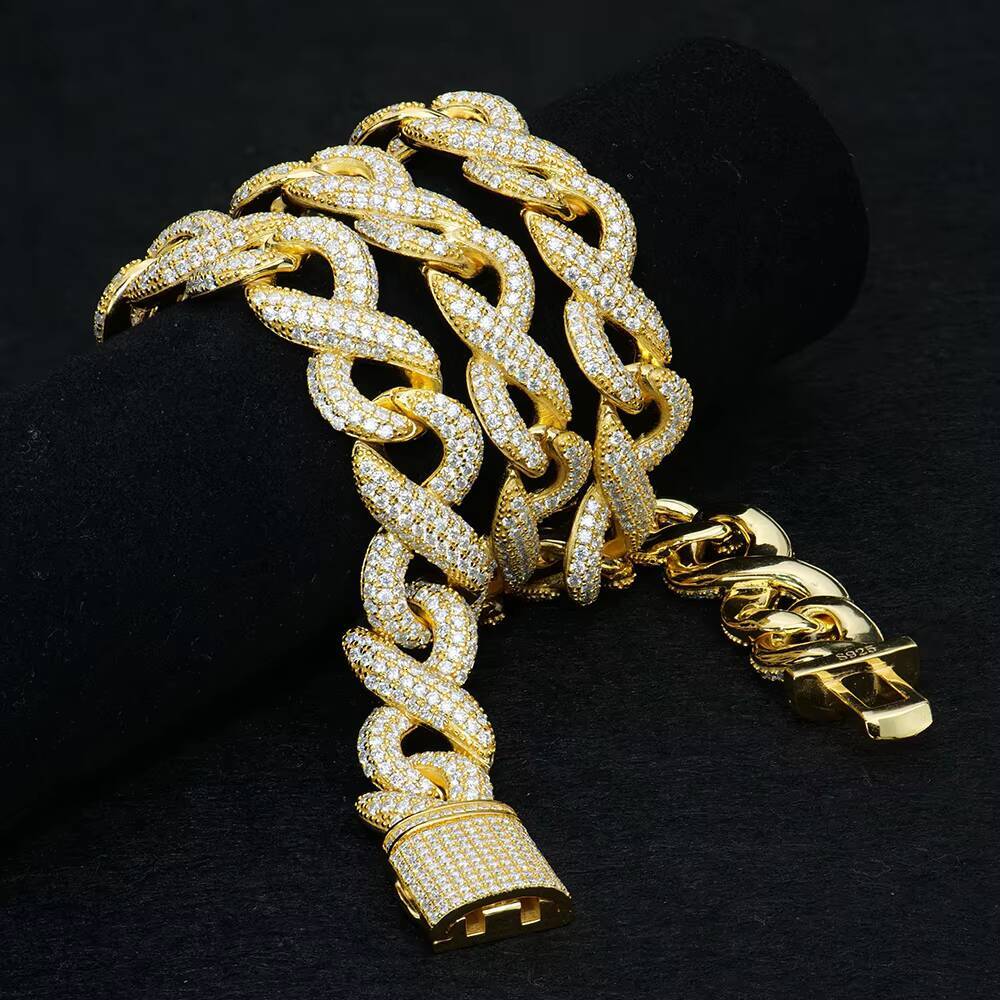 Wholesale Jewelry New Design Hip Hop Iced Out Gold Plated Silver 925 Vvs Diamond Mossanite Moissanite Cuban Link Chain for Men
