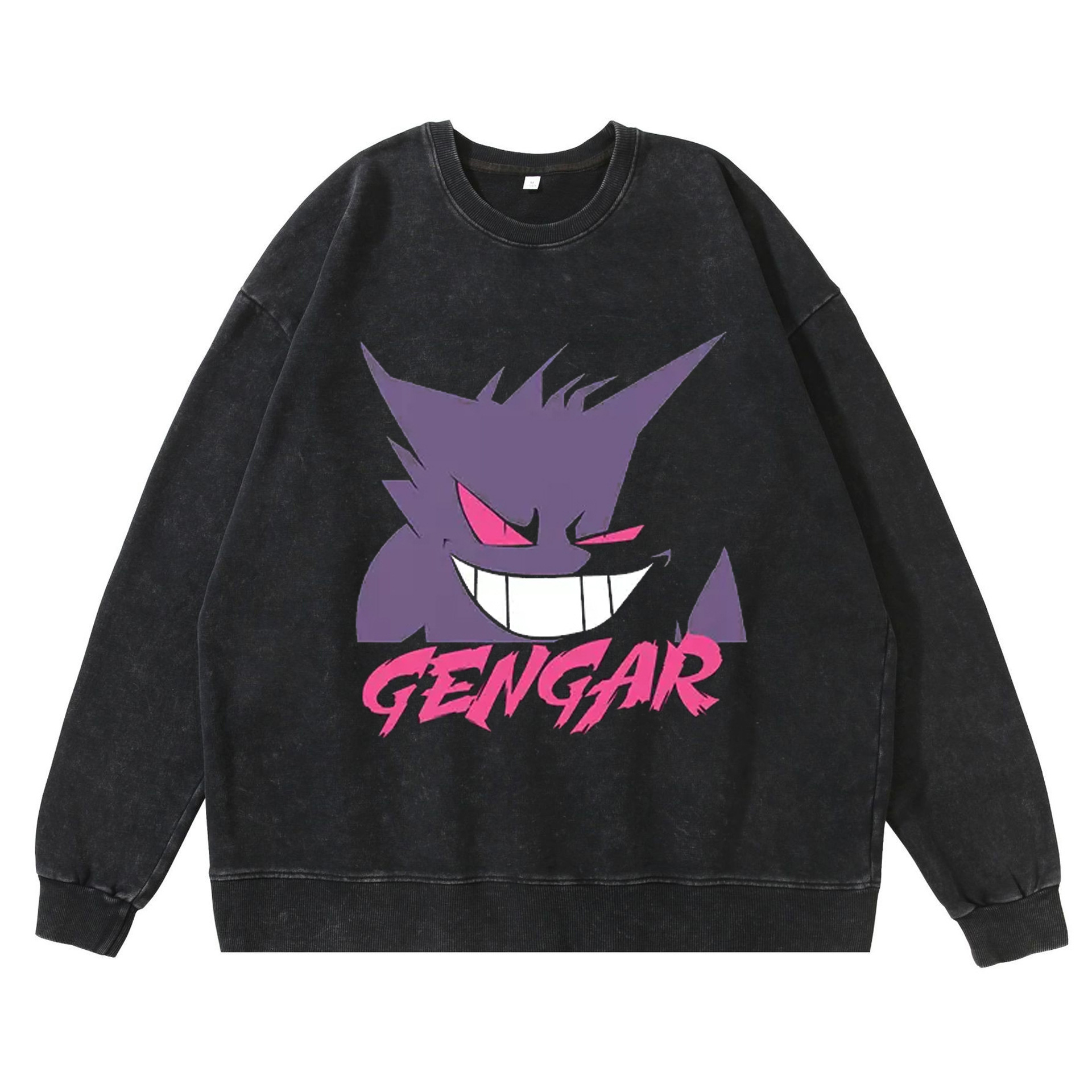 360g Heavyweight Washed Vintage Haunter Anime Street Retro Cotton Hoodie Streetwear Crewneck Hoodie - TT8265