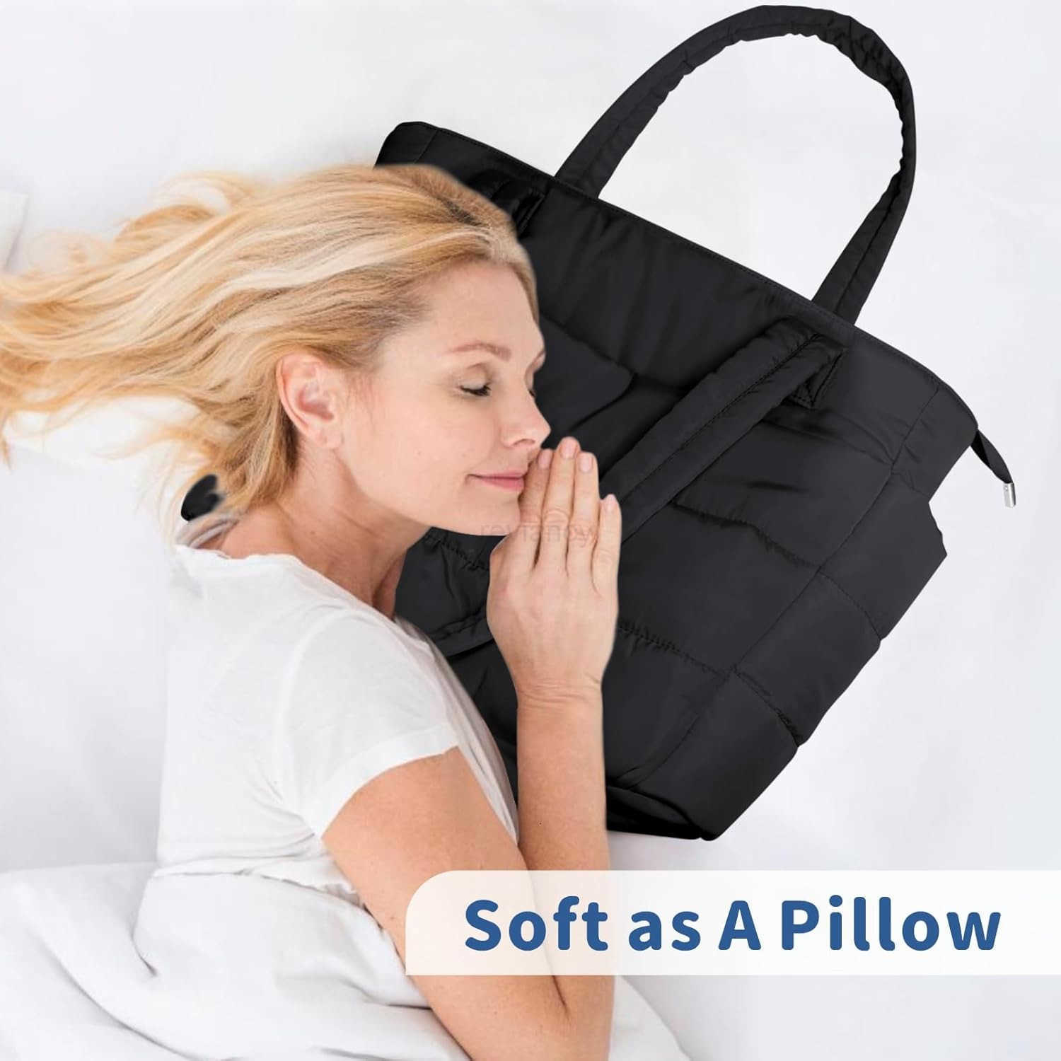 Tote Bag for Women Lightweight Puffy Handbag with Compartments Quilted Shoulder Bag for Work Travel GymW250904