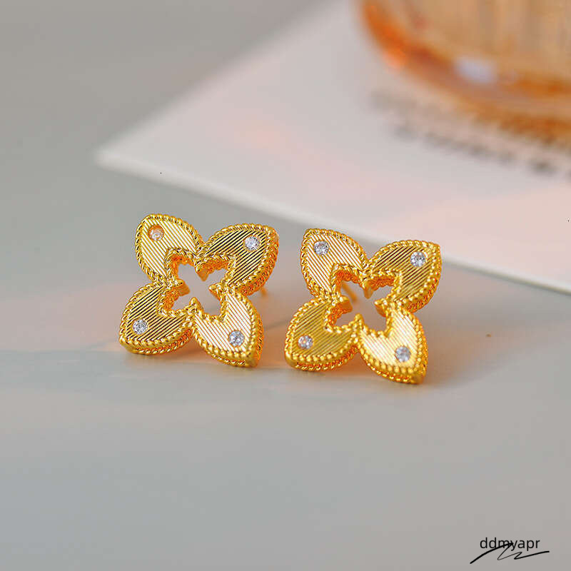 Lucky Clover Necklace Bracelet Earrings Gold Plated Chain Jewelry Set Ddmyday For Women Lightweight Elegant Gift 3Pcs Ddmyday