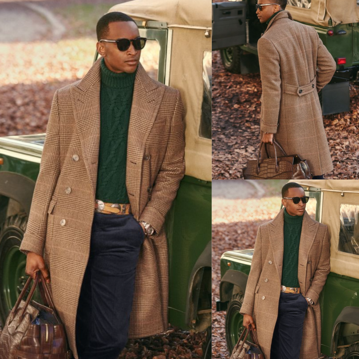 Vintage Men's Overcoat Houndstooth Peaked Lapel One Pieces Set Tailor-Made Windbreaker Double Breasted Warm Blazer Customized Overgarment Plus Si