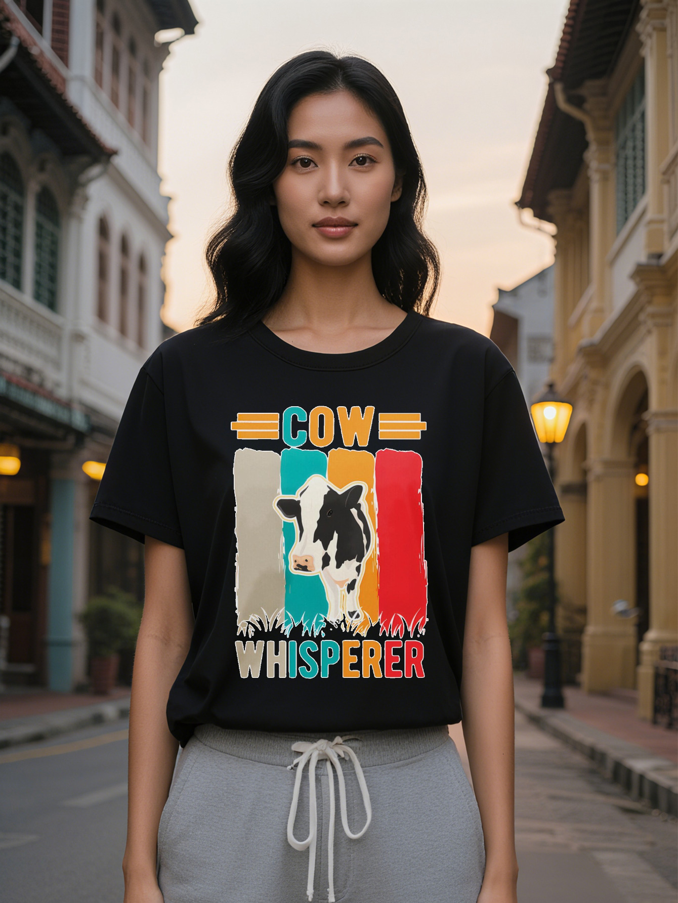 Large XL Casual Round Neck T-Shirt Print Design Top A Gift For Lady Plus Size