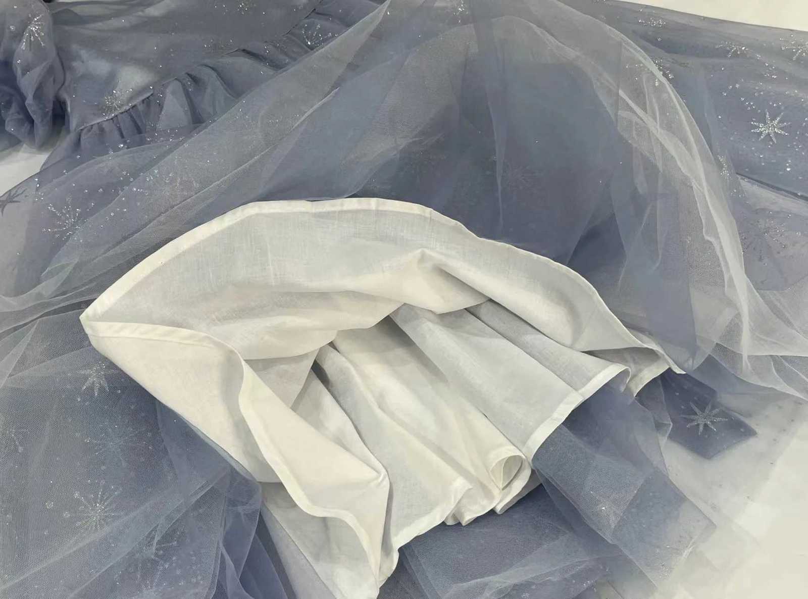 2024 Sequin Girl Puff Long Teenage One-Piece Party Dress for Young Girls Short Luxury Princess New Evening Dresses Z250904