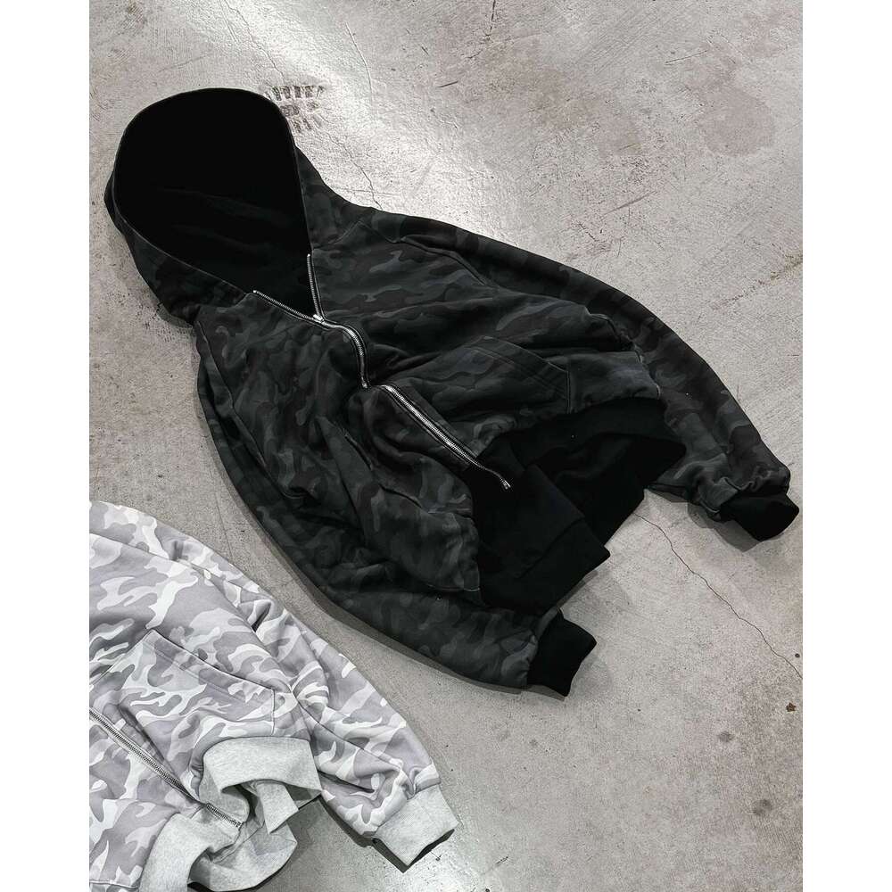 Camouflage Reversible American Style Zipper Hoodie Sweatshirt Autumn Jacket Couple Trendy Top