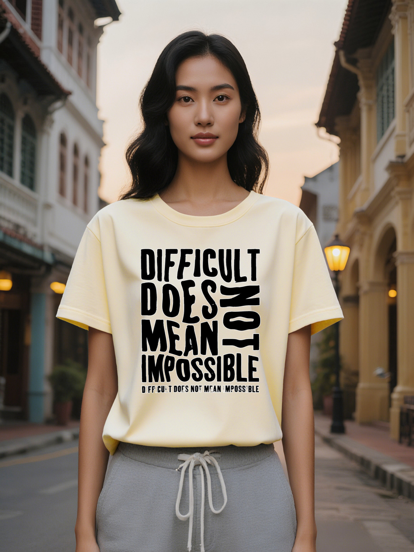 Large XL Women's Casual Versatile Round Neck T-Shirt with Black Uppercase Letter Print Stylish Top for Women Perfect as a Gift Plus Size