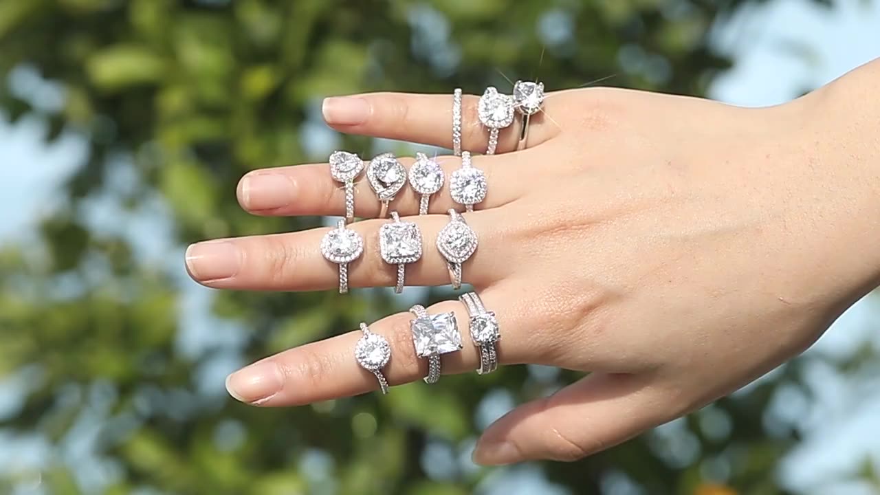 Tonglin cross-border jewelry s925 sterling silver blue zircon single-row diamond aquamarine ring female niche full diamond silver ring